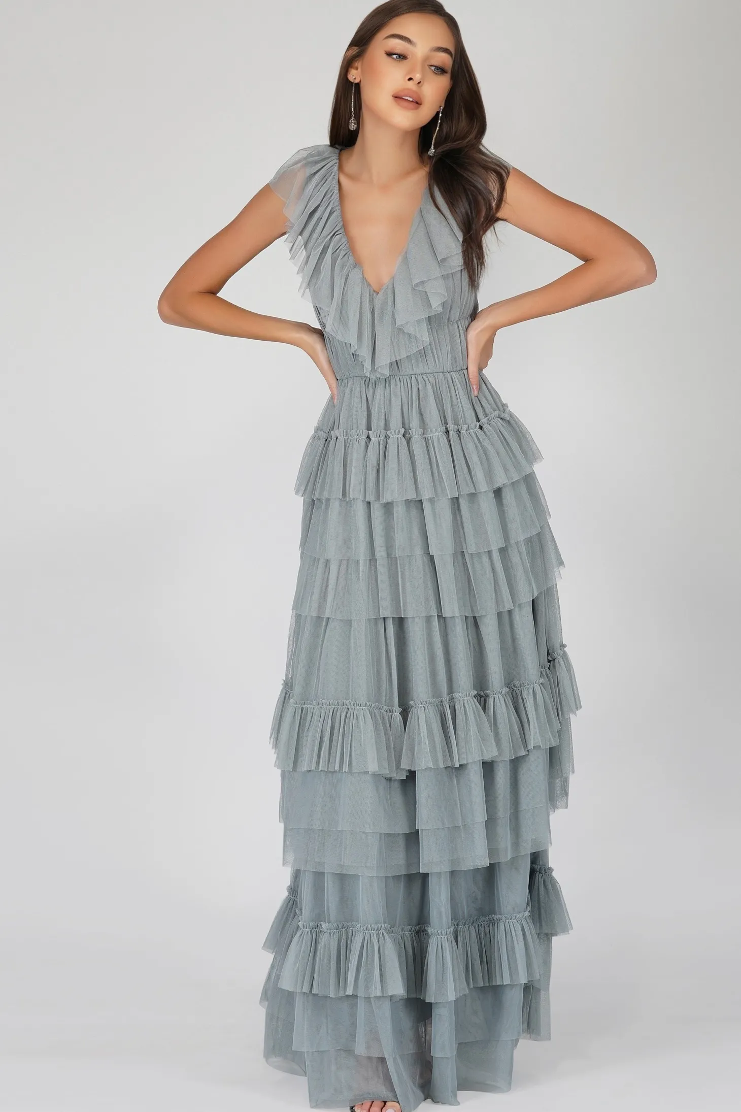 Alexandra Blue Tulle Maxi Dress