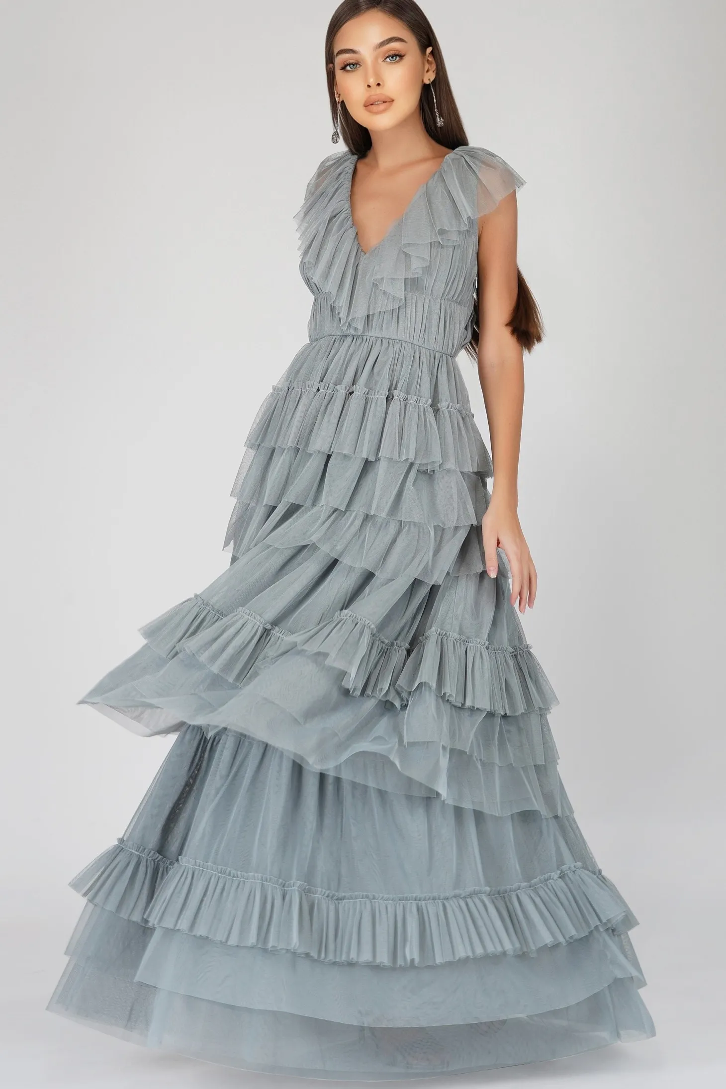 Alexandra Blue Tulle Maxi Dress