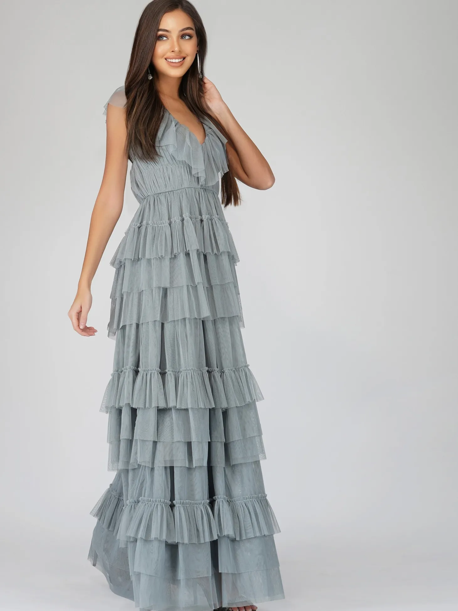 Alexandra Blue Tulle Maxi Dress