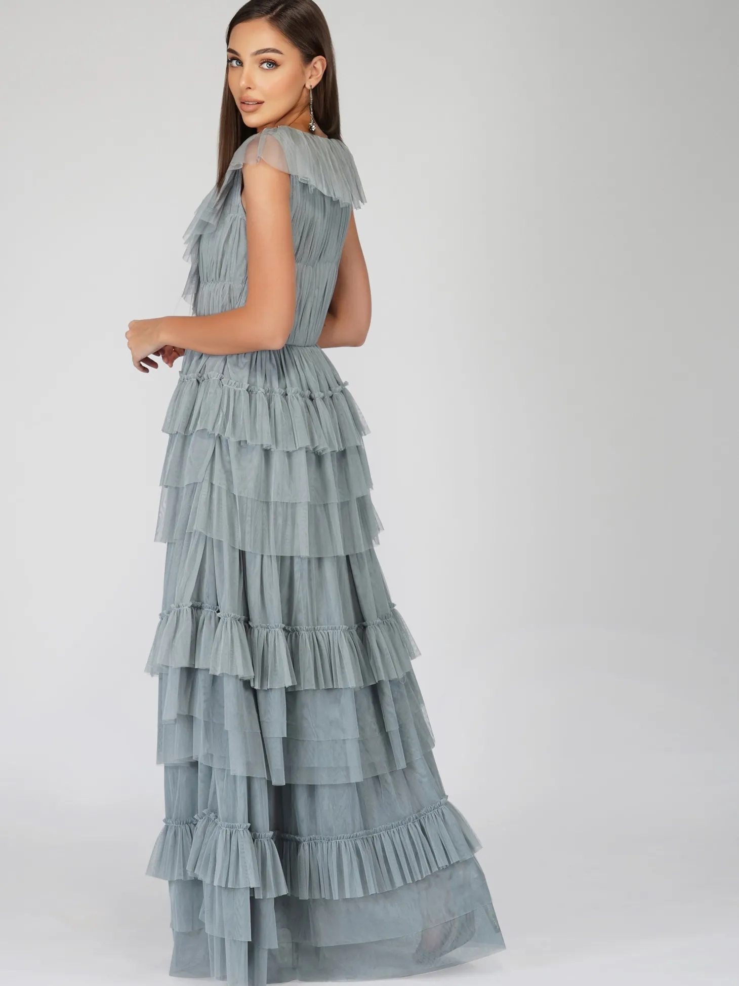 Alexandra Blue Tulle Maxi Dress