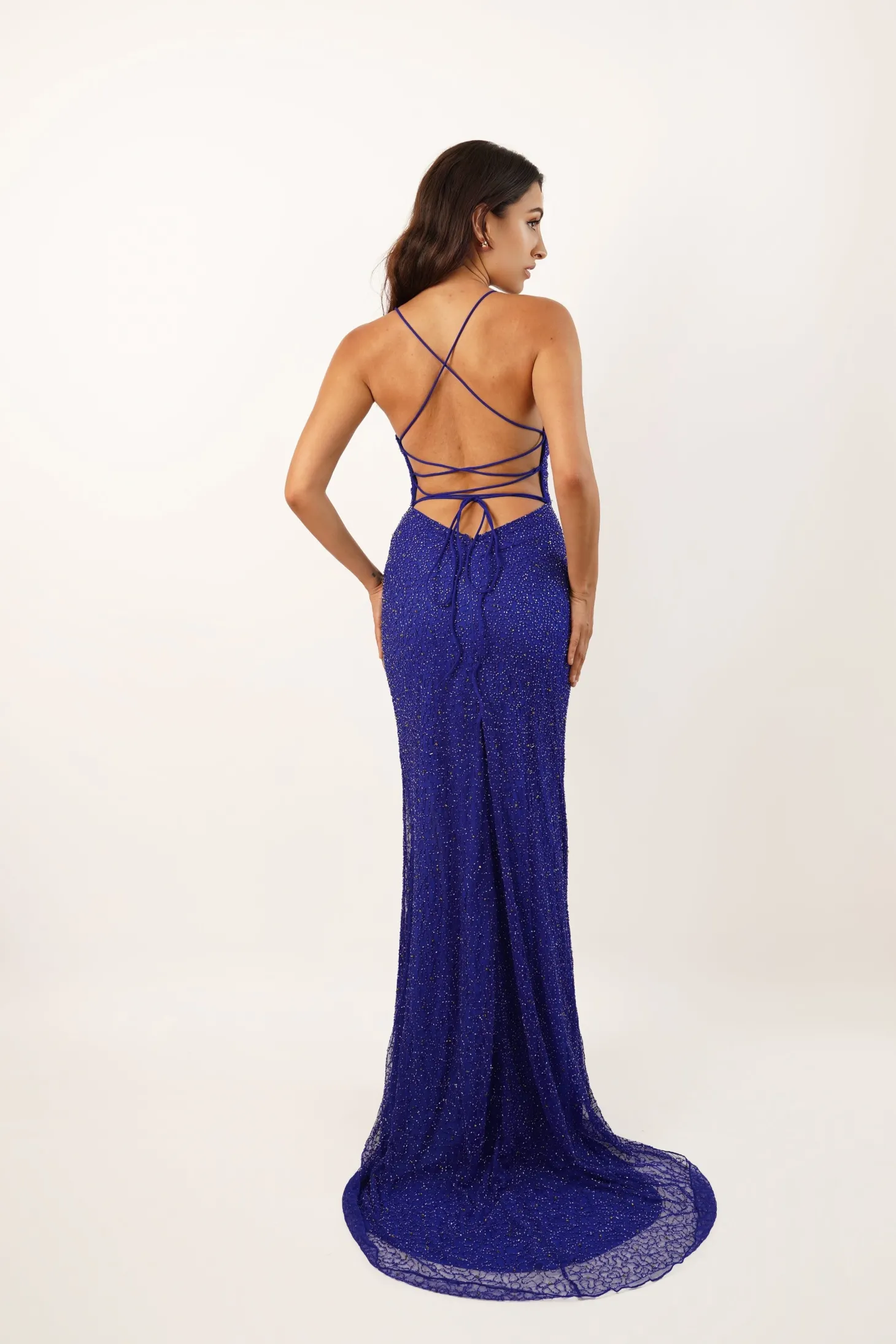 Allie Royal Blue Embellished Occasion Dress