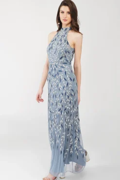 Arina Blue Embellished Maxi Dress
