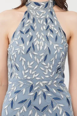 Arina Blue Embellished Maxi Dress