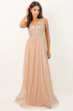 Aurora Nude Embellished Maxi Dress
