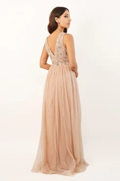 Aurora Nude Embellished Maxi Dress