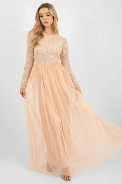 Belle Blush Pink Long Sleeve Bridesmaid Dress