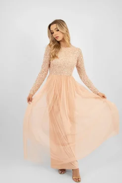 Belle Blush Pink Long Sleeve Bridesmaid Dress