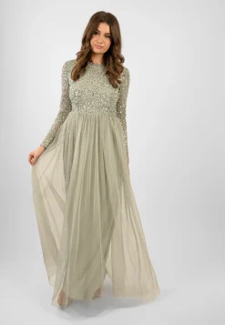 Belle Sage Green Long Sleeve Bridesmaid Dress