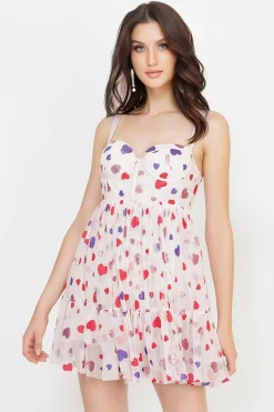Bibi Corset Mini Dress In Pink Heart