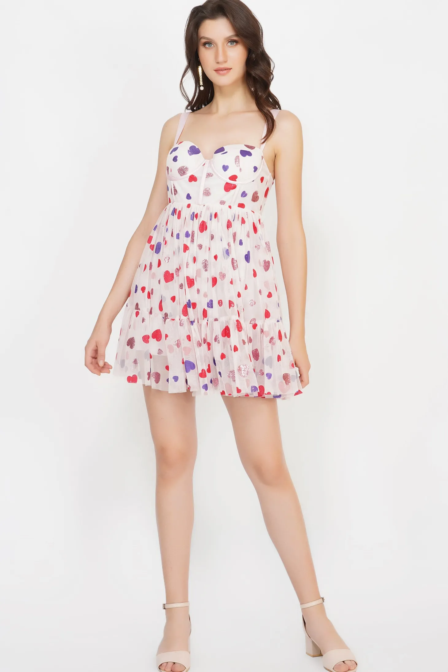 Bibi Corset Mini Dress In Pink Heart