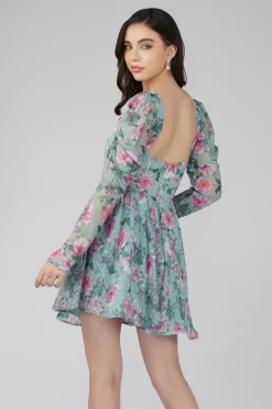 Bone Green Floral Corset Dress