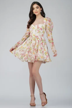 Bone White Floral Corset Dress