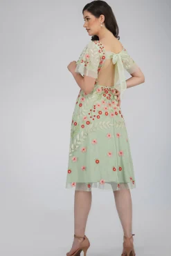 Calla Sage Green Embroidered Dress