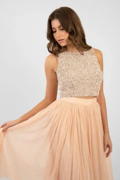 Cleo Nude Tulle Midi Skirt