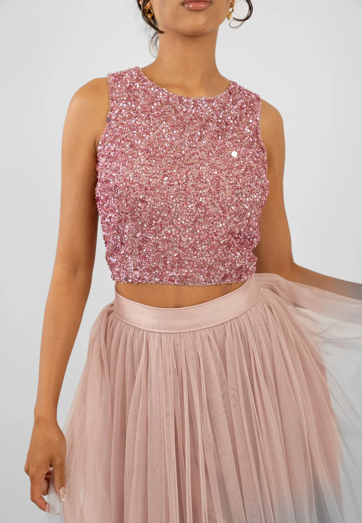 Cleo Pink Tulle Midi Skirt