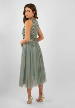 Cleo Teal Tulle Midi Skirt