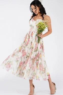 Dane Floral Tulle Corset Midi Dress