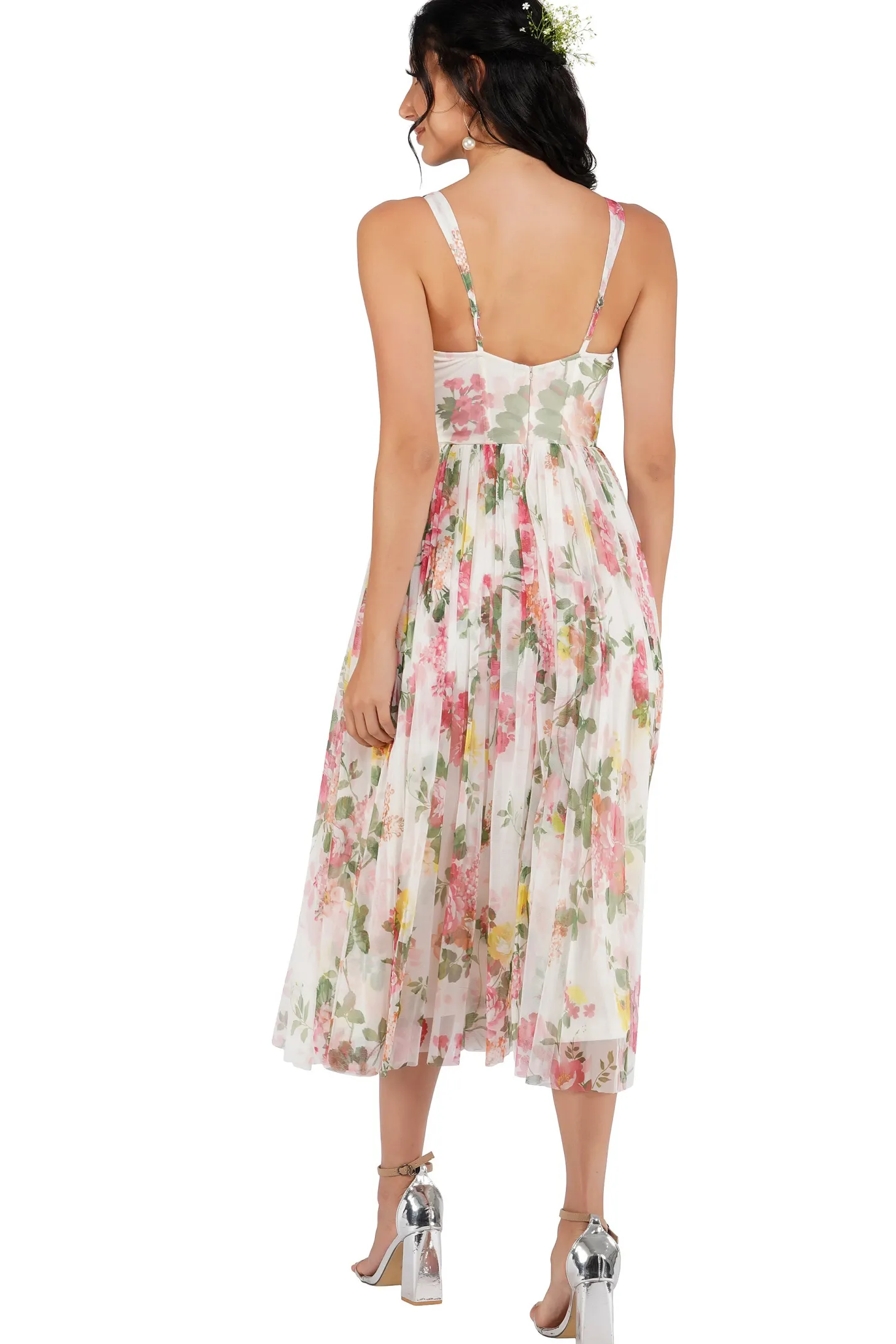 Dane Floral Tulle Corset Midi Dress