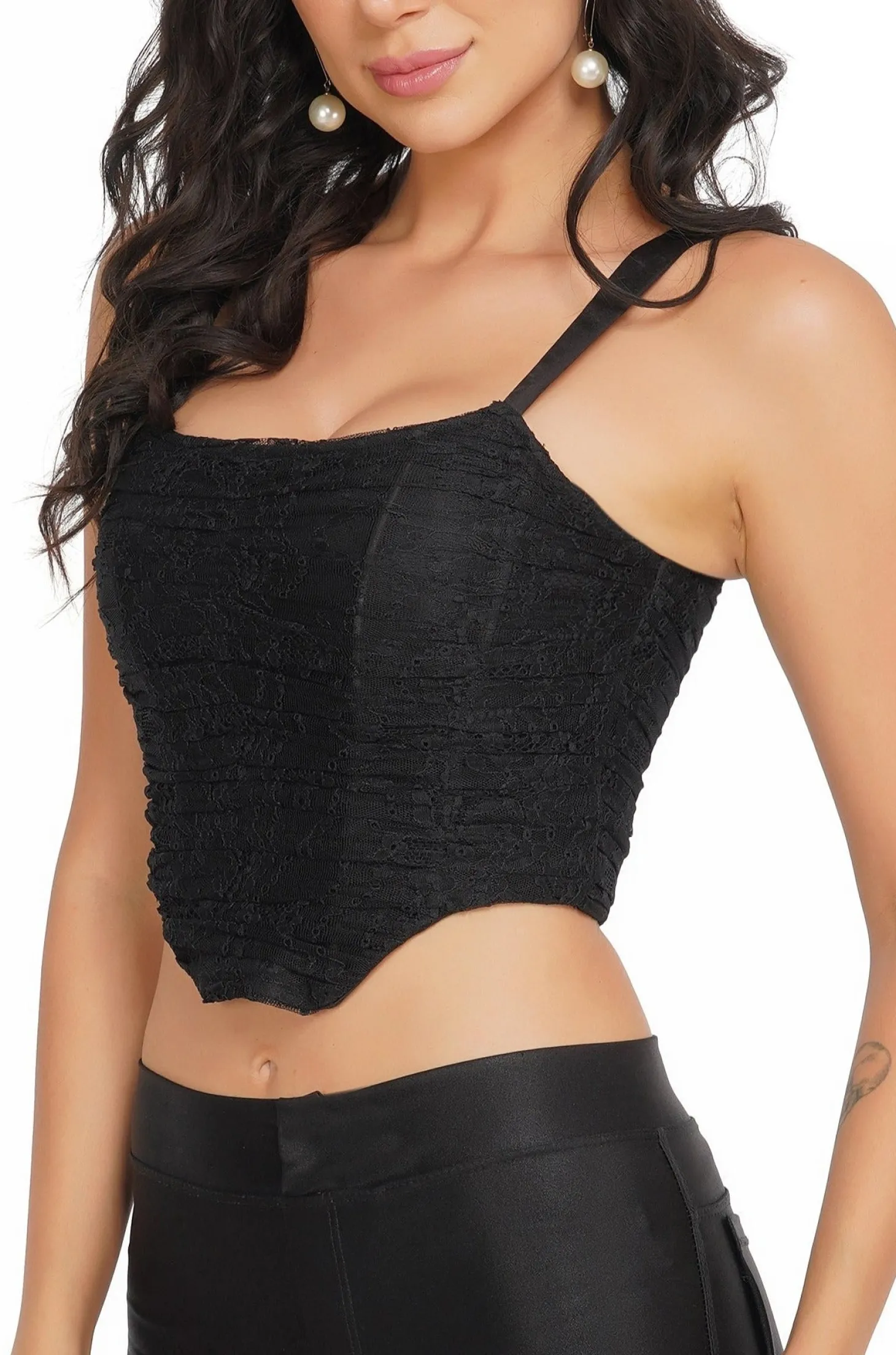 Devon Black Lace Corset Top