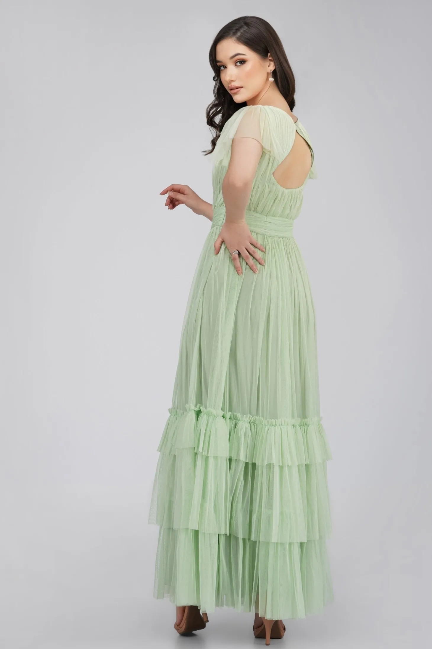 Diva Sage Green Tulle Bridesmaid Dress