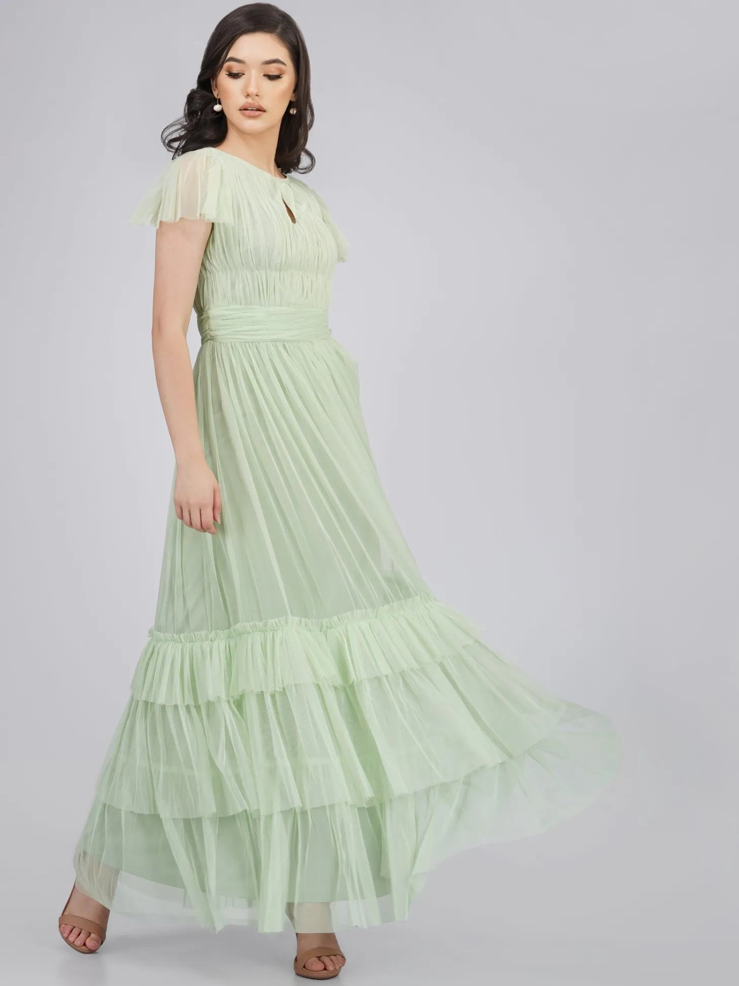 Diva Sage Green Tulle Bridesmaid Dress