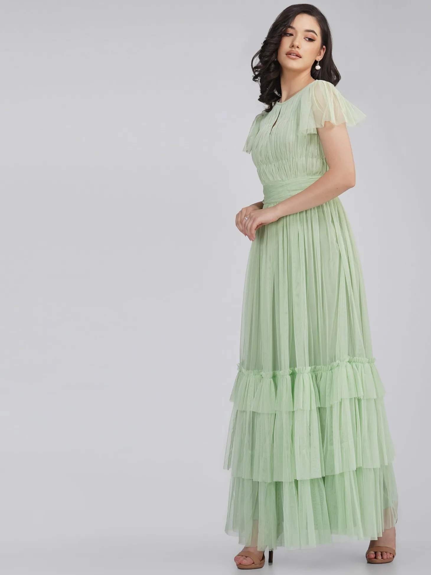Diva Sage Green Tulle Bridesmaid Dress