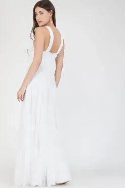 Dreamy White Crisscross Front Maxi Dress