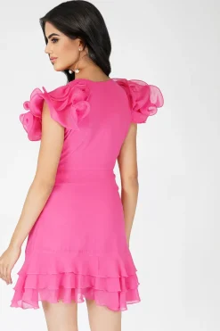 Fairy Flutter Sleeve Mini Dress In Pink