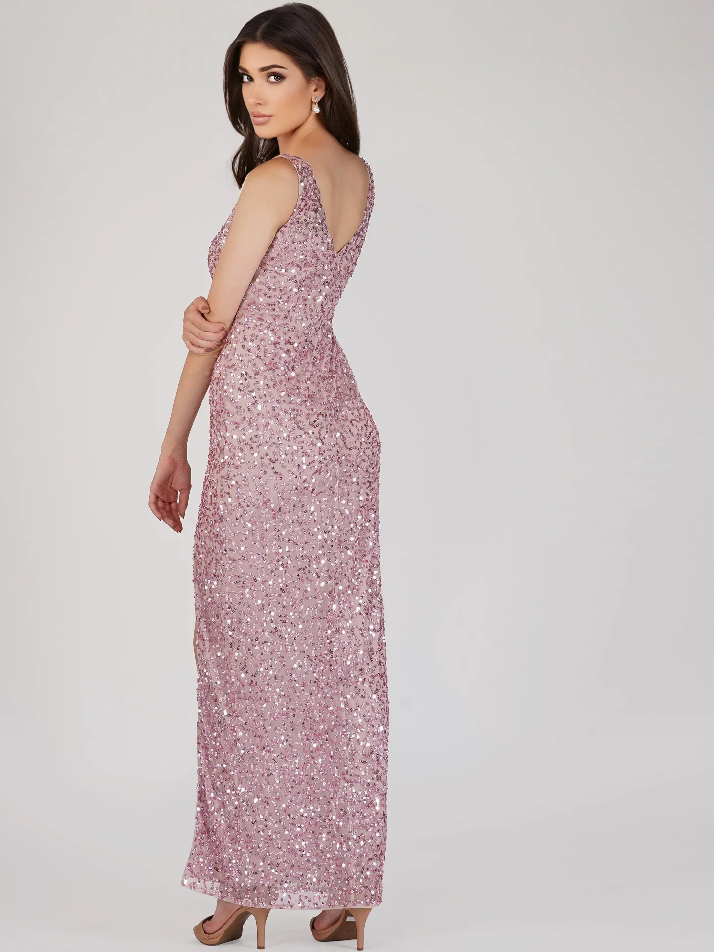 Greyson Pink Sequin Maxi Dress