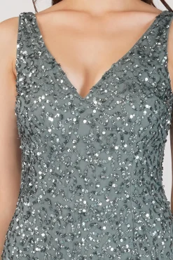 Greyson Teal Sequin Maxi Dress