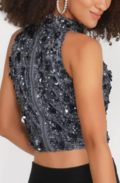 Gui Charcoal Grey Sequin Top