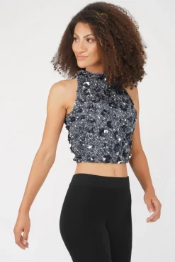 Gui Charcoal Grey Sequin Top