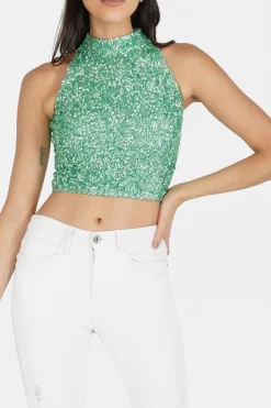 Gui Pastel Green Sequin Top