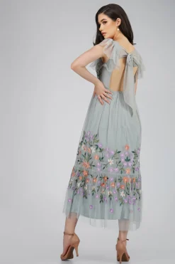 Iris Dusty Blue Embroidered Dress