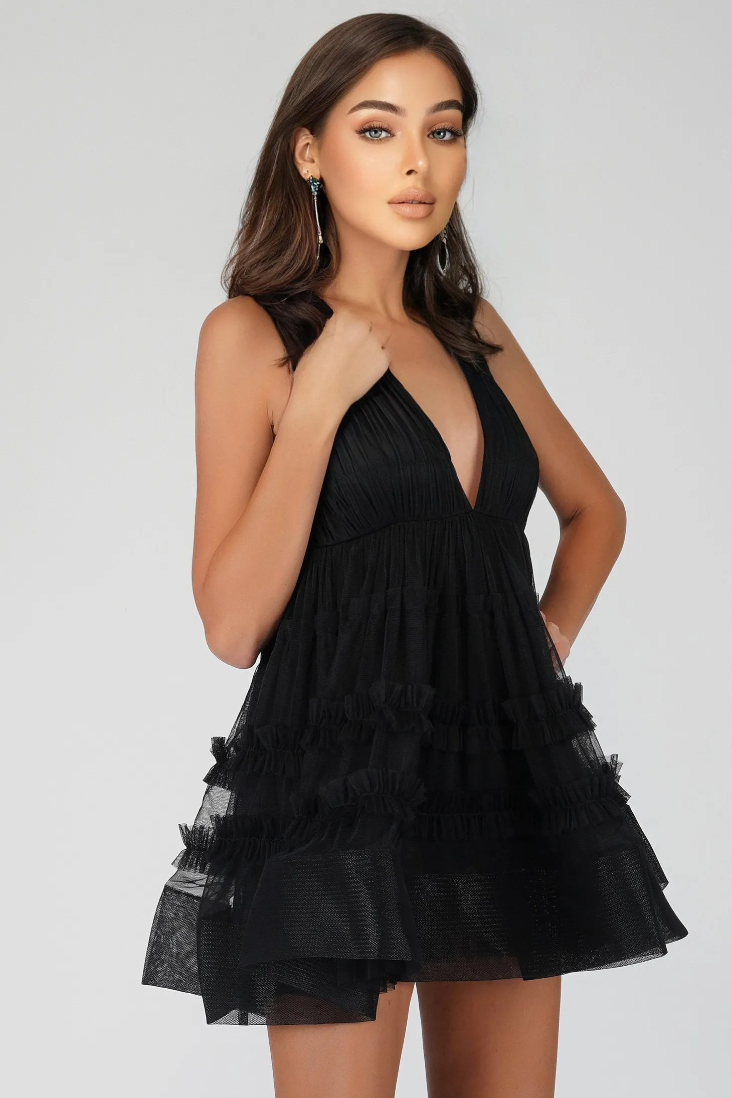 Ivy Black Tulle Mini Dress