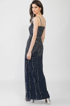 Jolie Embellished Maxi Dress In Navy Blue