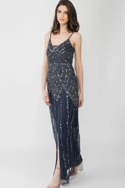 Jolie Embellished Maxi Dress In Navy Blue