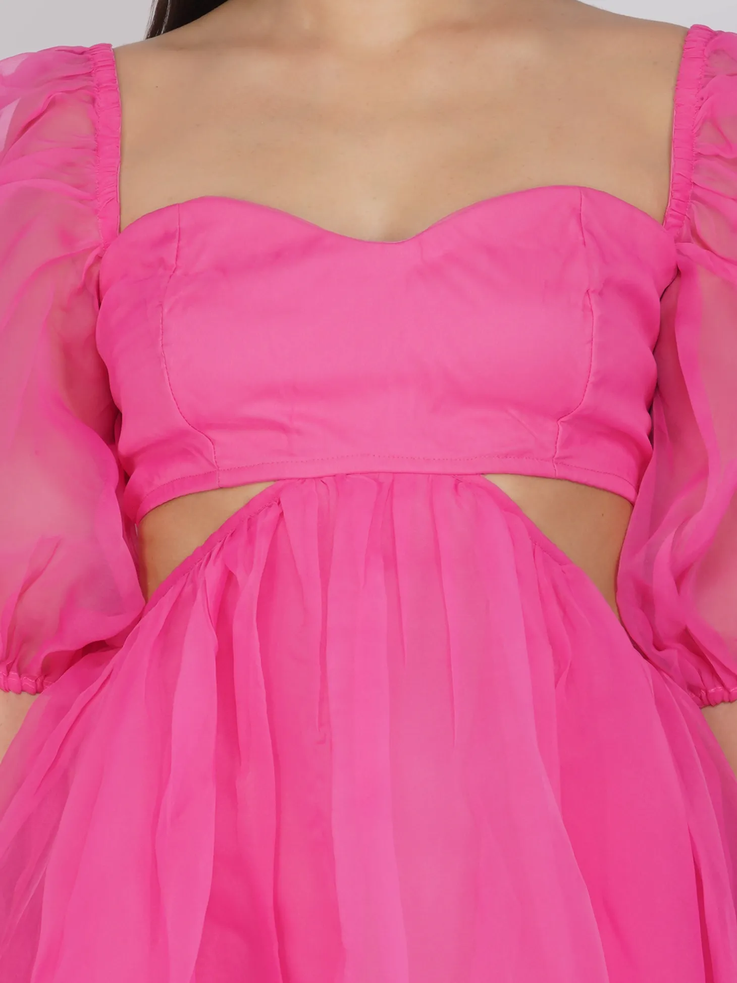Katja Bright Pink Puff Sleeve Dress