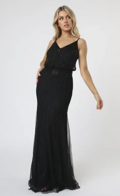 Keeva Black Beaded Maxi Dress