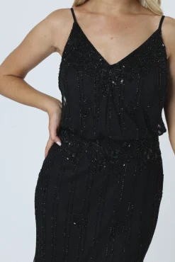 Keeva Black Beaded Maxi Dress