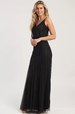 Keeva Black Beaded Maxi Dress