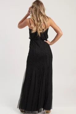 Keeva Black Beaded Maxi Dress