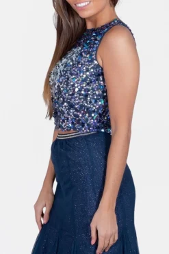 Kimchi Beaded Top In Navy Multi
