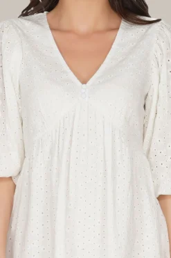 Kora White Cotton Mini Dress