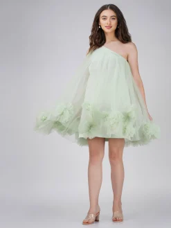 Kyra Sage Pom Pom Mini Dress