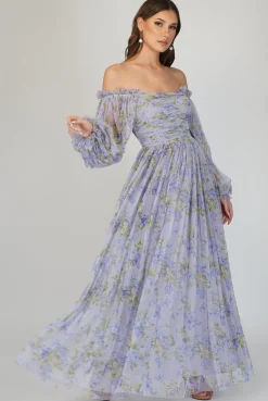 Lana Lilac Printed Tulle Dress