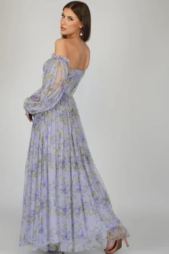 Lana Lilac Printed Tulle Dress