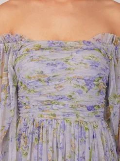 Lana Lilac Printed Tulle Dress