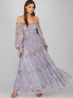 Lana Lilac Printed Tulle Dress
