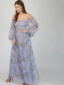 Lana Lilac Printed Tulle Dress